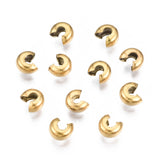 304 Stainless Steel Crimp Beads Covers, PVD Vacuum Plating, Golden, 5.5x4.5x3.2mm, Hole: 1.6~1.8mm, 100pc/Set