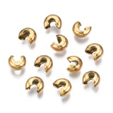 304 Stainless Steel Crimp Beads Covers, PVD Vacuum Plating, Golden, 6.5x5.8x3.5mm, Hole: 1.8~2mm, 100pc/Set