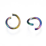 Ion Plating(IP) 304 Stainless Steel Jump Rings, Round Ring, Open Jump Rings, Rainbow Color, 20 Gauge, 6x0.8mm, Inner Diameter: 4.4mm, 100pcs/Set