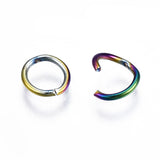 Ion Plating(IP) 304 Stainless Steel Jump Rings, Round Ring, Open Jump Rings, Rainbow Color, 20 Gauge, 6x0.8mm, Inner Diameter: 4.4mm, 100pcs/Set