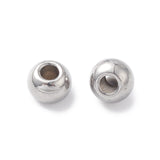 Tarnish Resistant 304 Stainless Steel Spacer Beads, Round, Stainless Steel Color, 4x3mm, Hole: 1.5mm, 1000pc/Set