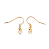 304 Stainless Steel Earring Hooks, Ear Wire, with Horizontal Loop, Real 18K Gold Plated, 20x20x3mm, Hole: 2mm, 21 Gauge, Pin: 0.7mm, 500pc/Set
