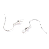 304 Stainless Steel Earring Hooks, Ear Wire, with Horizontal Loop, 925 Sterling Silver Plated, 20x20x3mm, Hole: 2mm, 21 Gauge, Pin: 0.7mm, 500pc/Set