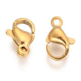 304 Stainless Steel Lobster Claw Clasps, Golden, 10x7x3mm, Hole: 1.2mm, 20pcs/Set