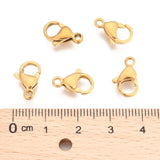 304 Stainless Steel Lobster Claw Clasps, Golden, 13x8x4mm, Hole: 1.8mm, 20pc/Set