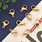 304 Stainless Steel Lobster Claw Clasps, Golden, 13x8x4mm, Hole: 1.8mm, 20pc/Set