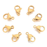304 Stainless Steel Lobster Claw Clasps, Golden, 13x8x4mm, Hole: 1.8mm, 20pc/Set