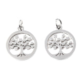 Non-Tarnish 304 Stainless Steel Pendants, with Unsoldered Jump Rings, Flat Round with Tree of Life, Stainless Steel Color, 17x15x1mm, Jump Ring: 5x1mm, 3mm inner diameter, 5pc/Set