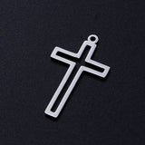 201 Stainless Steel Charms, Cross, Stainless Steel Color, 27.5x16x1mm, Hole: 1.5mm, 5pcs/Set