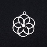 201 Stainless Steel Filigree Charms, Seed of Life/Sacred Geometry, Stainless Steel Color, 22.5x18.5x1mm, Hole: 1.5mm, 5pcs/Set