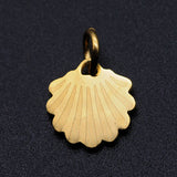 201 Stainless Steel Charms, with Jump Rings, Shell, Golden, 10x9.5x1mm, Hole: 3mm, 5pc/Set