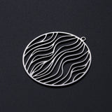 Non-Tarnish 201 Stainless Steel Filigree Charms, Flat Round with Wave Pattern, Stainless Steel Color, 39x36.5x1mm, Hole: 1.6mm, 3pc/Set