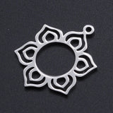 Non-Tarnish 304 Stainless Steel Pendants, Laser Cut Pendants, Flower, Stainless Steel Color, 25x19.5x1mm, Hole: 1.5mm, 5pc/Set