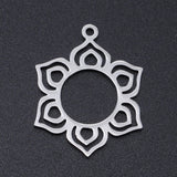 Non-Tarnish 304 Stainless Steel Pendants, Laser Cut Pendants, Flower, Stainless Steel Color, 25x19.5x1mm, Hole: 1.5mm, 5pc/Set