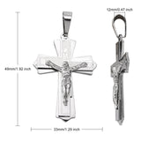 Tarnish Resistant 304 Stainless Steel Crucifix Cross Big Pendants for Easter, 49x33mm, Hole: 12mm, 3pc/Set