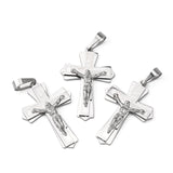 Tarnish Resistant 304 Stainless Steel Crucifix Cross Big Pendants for Easter, 49x33mm, Hole: 12mm, 3pc/Set