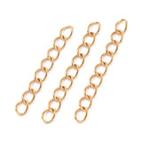 Ion Plating(IP) 304 Stainless Steel Curb Chains Extender, Golden, 25mm, Link: 4x3x0.5mm, 100pc/Set