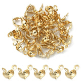 304 Stainless Steel Bead Tips, Calotte Ends, Clamshell Knot Cover, Real 18K Gold Plated, 8x4mm, Hole: 1.2mm, Inner Diameter: 3mm, 50pc/Set