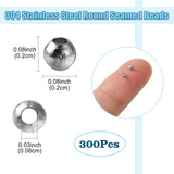 304 Stainless Steel Round Seamed Beads, Spacer Beads, for Jewelry Craft Making, Stainless Steel Color, 2x2mm, Hole: 0.8mm, 300pc/Set