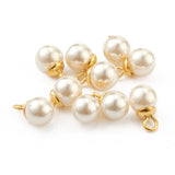 304 Stainless Steel Charms, with White Plastic Imitation Pearl Beads, Golden, 9x6mm, Hole: 1.5mm, 10pc/Set