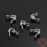 925 Sterling Silver Bead Tips, Silver, 6.5x3mm, Hole: 1mm, Inner Diameter: 2mm, Center hole about 0.9mm, 50pc/Set