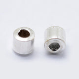 Anti-Tarnish Rhodium Plated 925 Sterling Silver Crimp Beads, Tube, Platinum, 2x2mm, Hole: 1mm, 50pc/Set