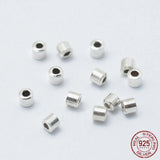 Anti-Tarnish Rhodium Plated 925 Sterling Silver Crimp Beads, Tube, Platinum, 2x2mm, Hole: 1mm, 50pc/Set