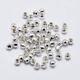 925 Sterling Silver Beads Spacer, Faceted, Round, Silver, 3x3mm, Hole: 1mm, 100pc/Set