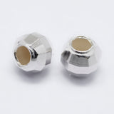 925 Sterling Silver Beads Spacer, Faceted, Round, Silver, 3x3mm, Hole: 1mm, 100pc/Set