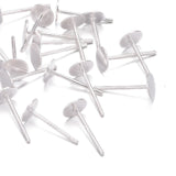 925 Sterling Silver Flat Pad  Stud Earring Findings, Earring Posts with 925 Stamp, Silver, tray: 5mm, 11.5mm, Pin: 0.8mm, 10Pair/Set