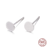 925 Sterling Silver Flat Pad  Stud Earring Findings, Earring Posts with 925 Stamp, Silver, tray: 5mm, 11.5mm, Pin: 0.8mm, 10Pair/Set