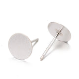 925 Sterling Silver Flat Pad  Stud Earring Findings, Earring Posts with 925 Stamp, Silver, tray: 8mm, 11.5mm, Pin: 0.8mm, 10Pair/Set