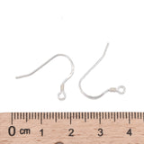 925 Sterling Silver Earring Hooks, with 925 Stamp, Silver, 16x20x1.3mm, Hole: 1.5mm, 24 Gauge, Pin: 0.5mm, 10Pair/Set