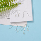 925 Sterling Silver Earring Hooks, with 925 Stamp, Silver, 16x20x1.3mm, Hole: 1.5mm, 24 Gauge, Pin: 0.5mm, 10Pair/Set