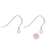 925 Sterling Silver Earring Hooks, with 925 Stamp, Silver, 16x20x1.3mm, Hole: 1.5mm, 24 Gauge, Pin: 0.5mm, 10Pair/Set