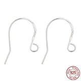 925 Sterling Silver Earring Hooks, Silver, 19x13.5x0.8mm, Hole: 2mm, 20 Gauge, Pin: 0.8mm, 10Pair/Set