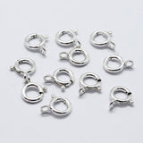 925 Sterling Silver Spring Ring Clasps, Ring, with 925 Stamp, Silver, 7x6x1mm, Hole: 1.5mm, 10pc/Set