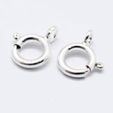 925 Sterling Silver Spring Ring Clasps, Ring, with 925 Stamp, Silver, 7x6x1mm, Hole: 1.5mm, 10pc/Set