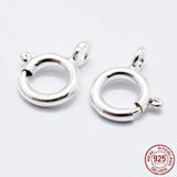 925 Sterling Silver Spring Ring Clasps, Ring, with 925 Stamp, Silver, 7x6x1mm, Hole: 1.5mm, 10pc/Set