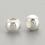 925 Sterling Silver Beads, Round, Silver, 2.5x2mm, Hole: 1mm, 50pc/Set