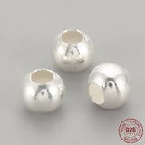 925 Sterling Silver Beads, Round, Silver, 2.5x2mm, Hole: 1mm, 50pc/Set