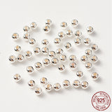 925 Sterling Silver Beads, Round, Silver, 2x2mm, Hole: 0.9mm, 50pc/Set