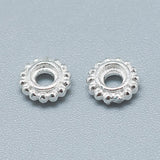 925 Sterling Silver Granulated Spacer Beads, Silver, 5x1.5mm, Hole: 1.5mm, 10pc/Set