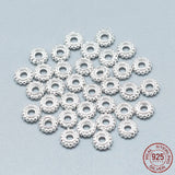 925 Sterling Silver Granulated Spacer Beads, Silver, 5x1.5mm, Hole: 1.5mm, 10pc/Set