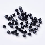 Imitation Austrian Crystal Beads, Grade AAA, K9 Glass, Faceted, Bicone, Black, 4x4mm, Hole: 0.7~0.9mm, 200pc/Set