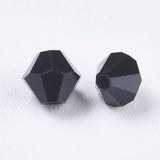 Imitation Austrian Crystal Beads, Grade AAA, K9 Glass, Faceted, Bicone, Black, 4x4mm, Hole: 0.7~0.9mm, 200pc/Set