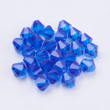 Imitation Austrian Crystal Beads, Grade AAA, K9 Glass, Faceted, Bicone, Blue, 6x6mm, Hole: 0.7~0.9mm, 50pc/Set