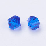 Imitation Austrian Crystal Beads, Grade AAA, K9 Glass, Faceted, Bicone, Blue, 6x6mm, Hole: 0.7~0.9mm, 50pc/Set