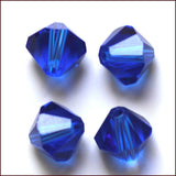 Imitation Austrian Crystal Beads, Grade AAA, K9 Glass, Faceted, Bicone, Blue, 6x6mm, Hole: 0.7~0.9mm, 50pc/Set