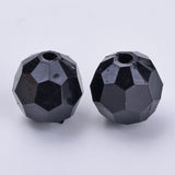 Acrylic Beads, Faceted, Round, Black, 10x9.5mm, Hole: 1.8mm, about 990pcs/500g